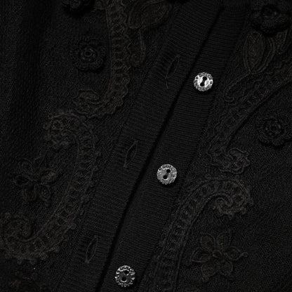 Dolce & Gabbana Black Sheer Button Down Cardigan Sweater