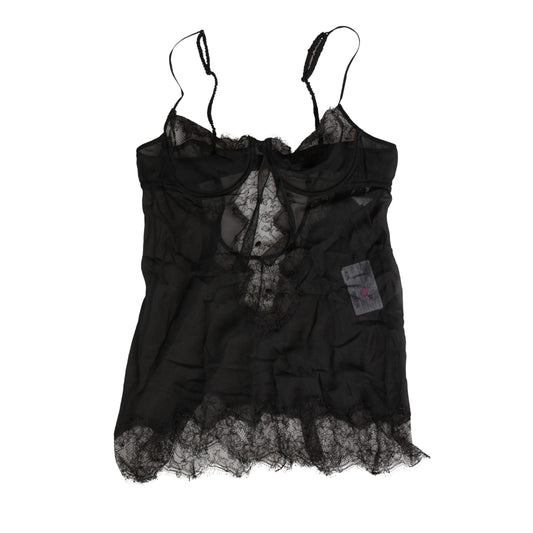 Dolce & Gabbana Black Silk Lace Lingerie Chemise Top Underwear
