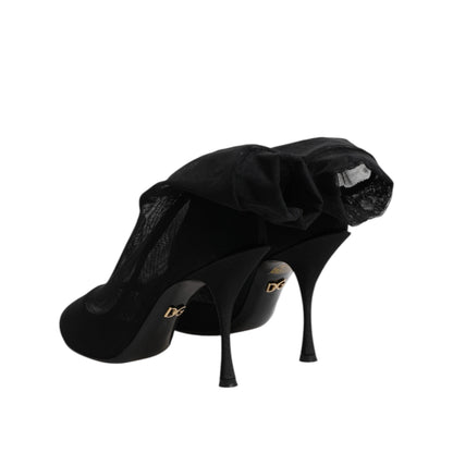 Dolce & Gabbana Black Silk Stretch Mesh Sock Boots Shoes