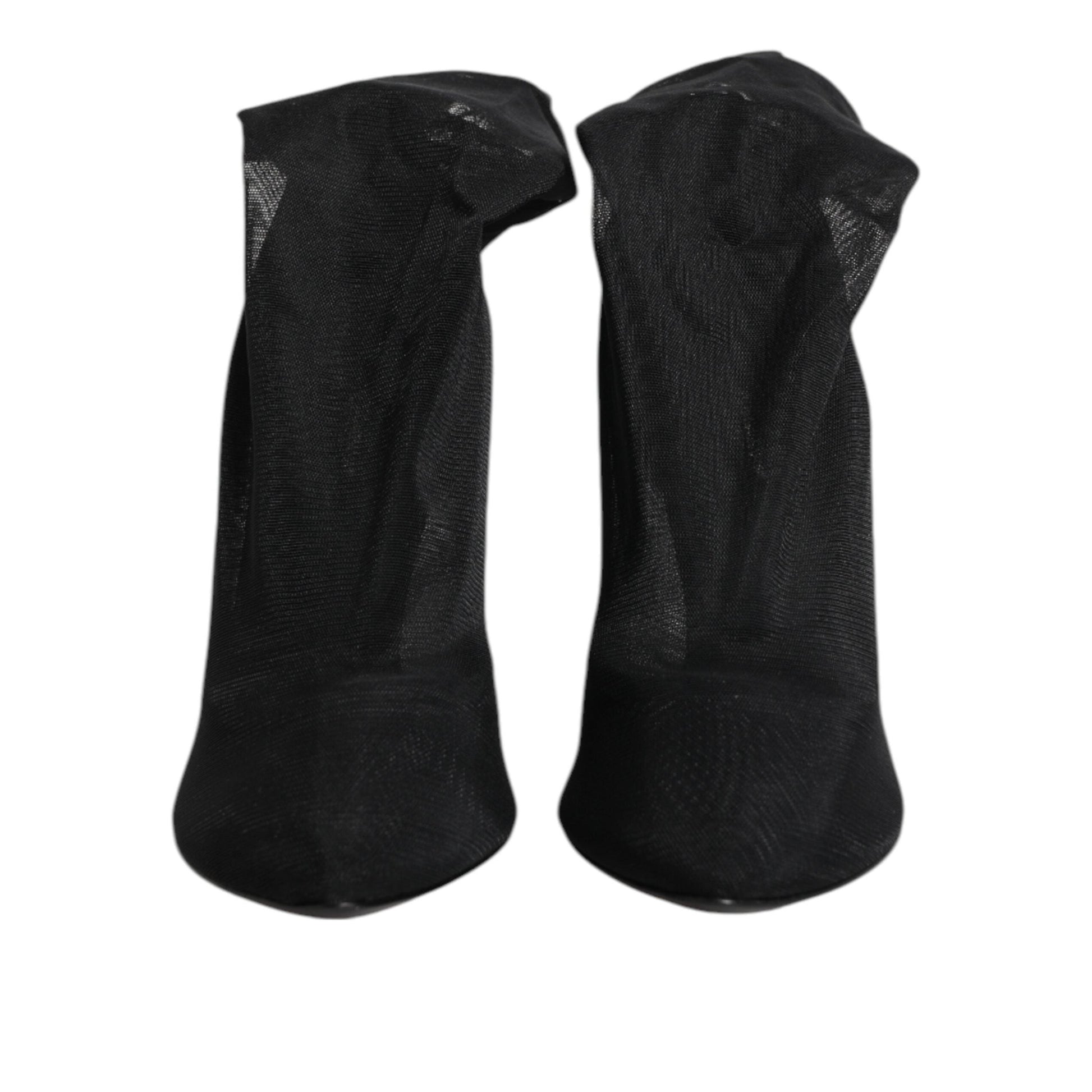 Dolce & Gabbana Black Silk Stretch Mesh Sock Boots Shoes