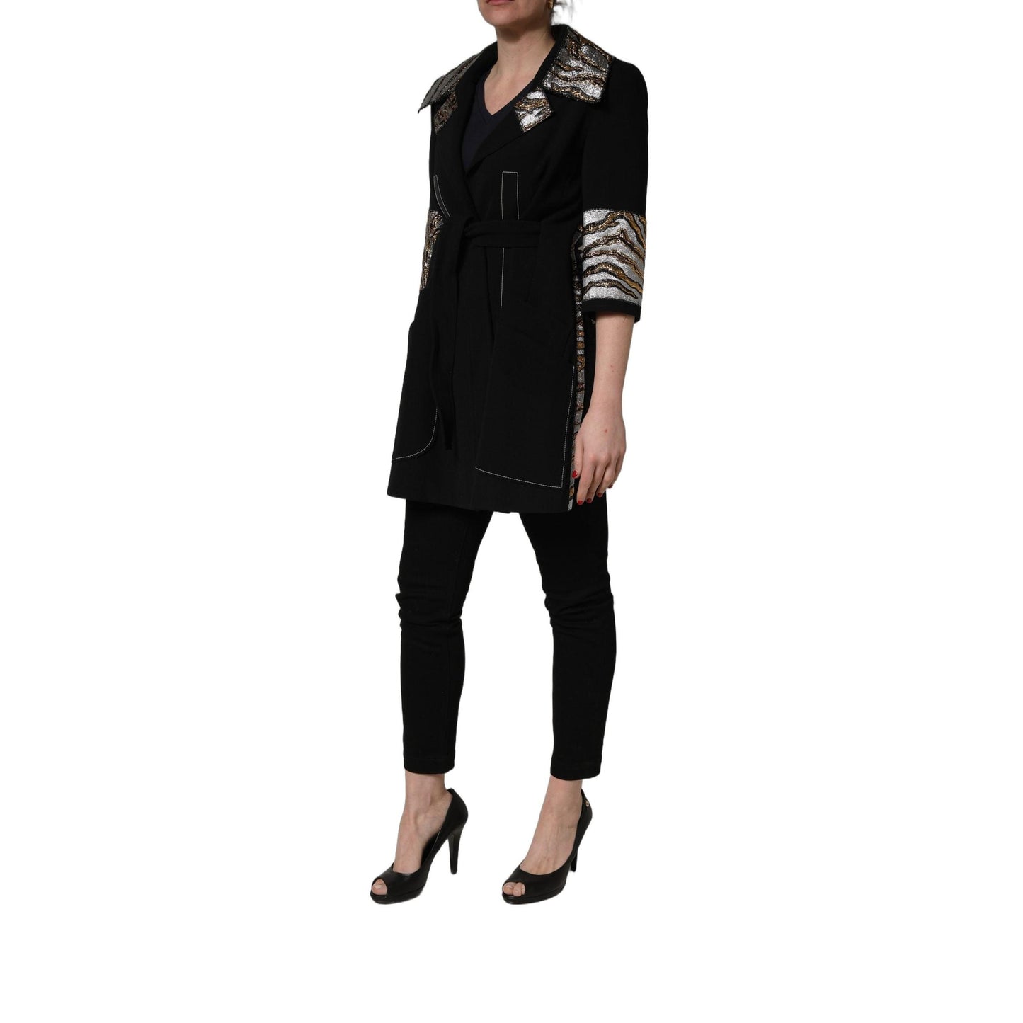 Dolce & Gabbana Black Single-Breasted Brocade Coat Jacket
