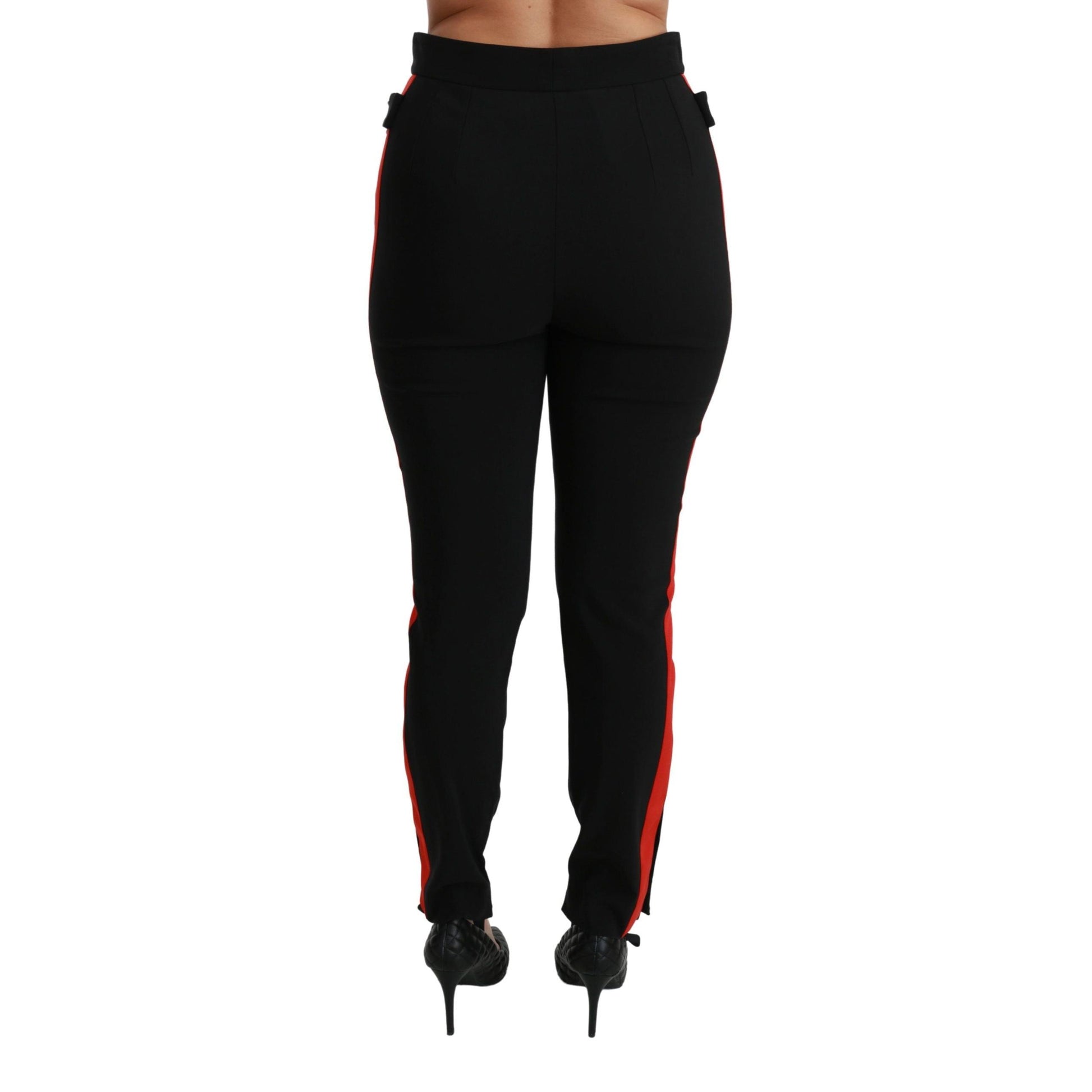 Dolce & Gabbana Black Skinny Stretch Fox Head Cotton Pants
