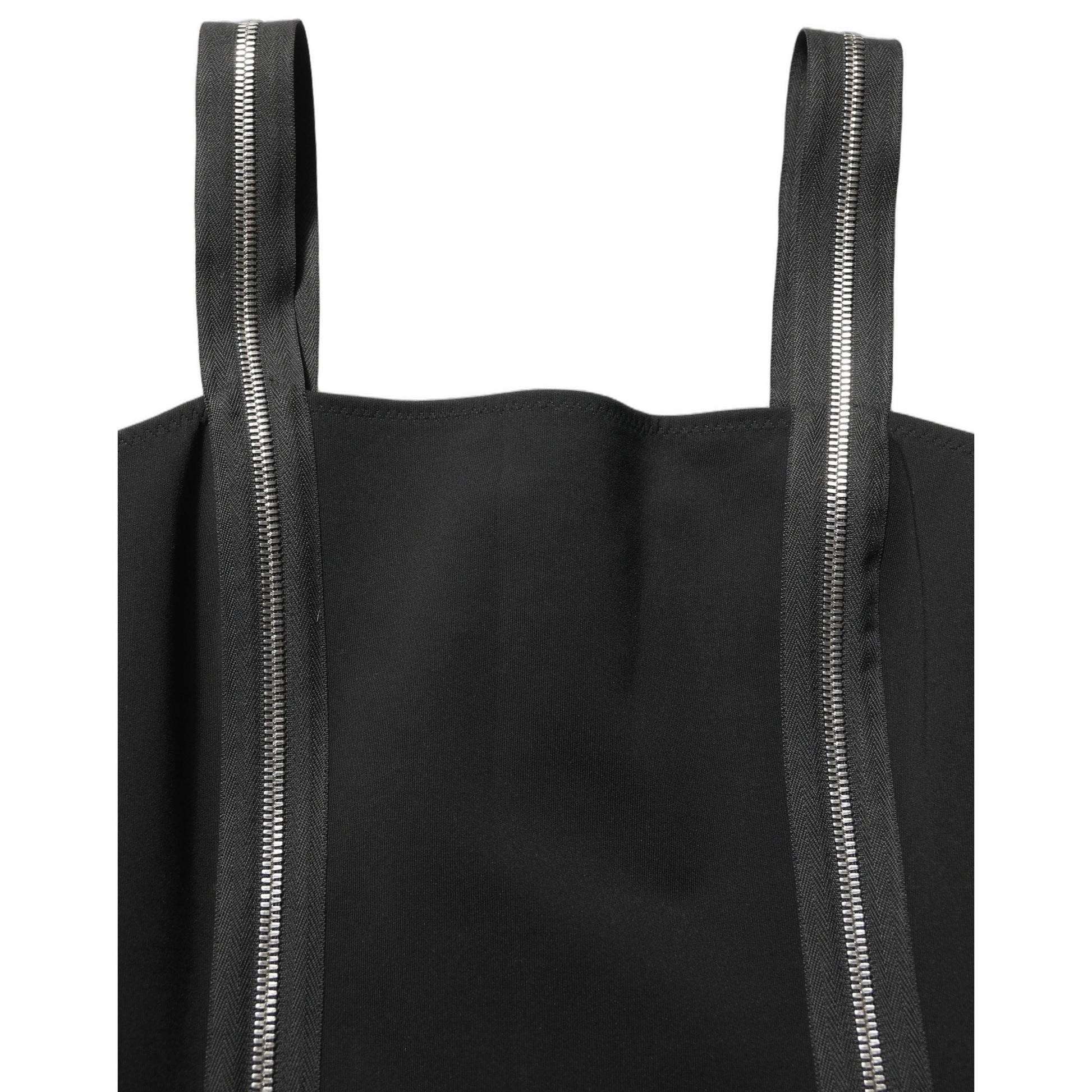 Dolce & Gabbana Black Sleeveless Front Zipper Midi Dress