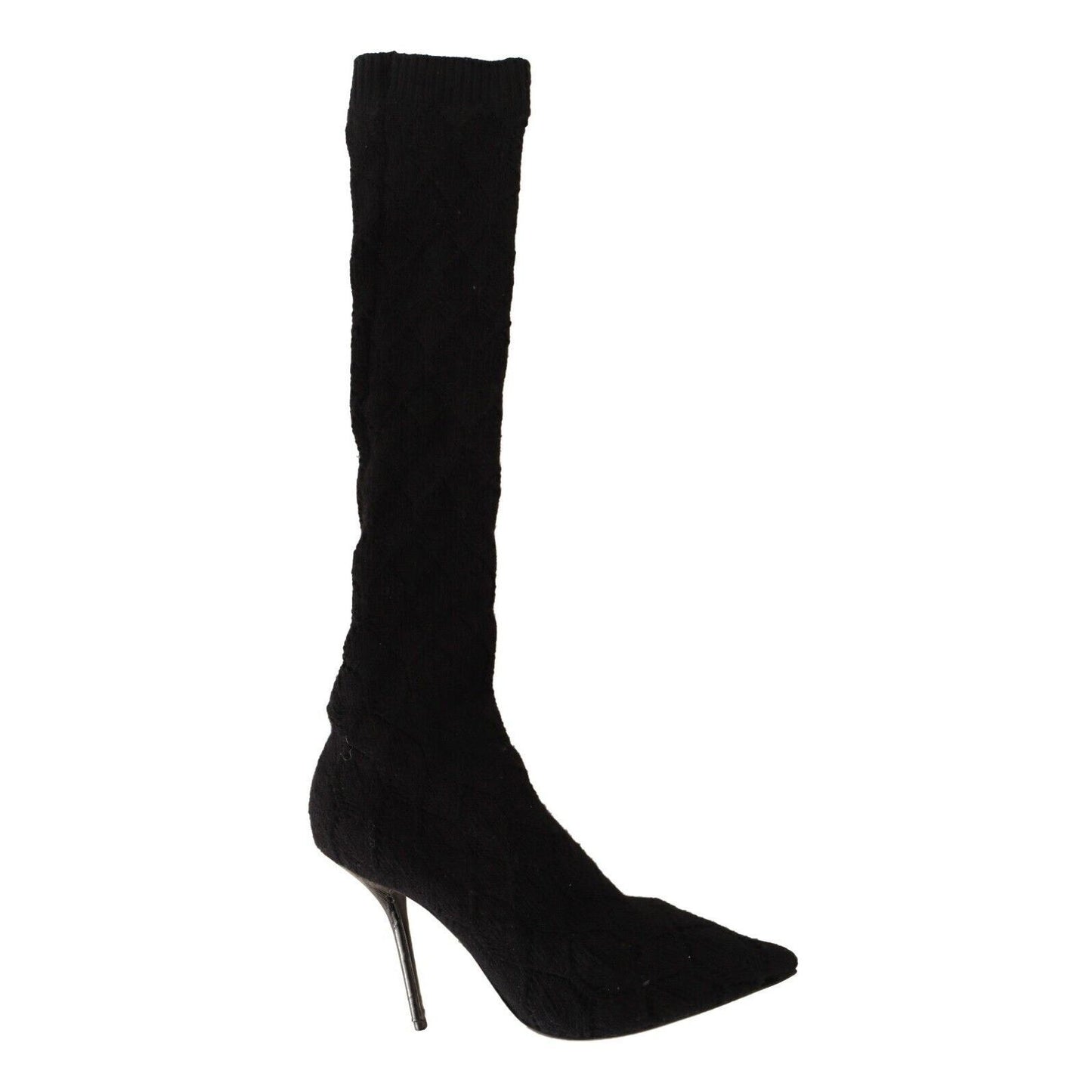 Dolce & Gabbana Black Stretch Socks Knee High Booties Shoes