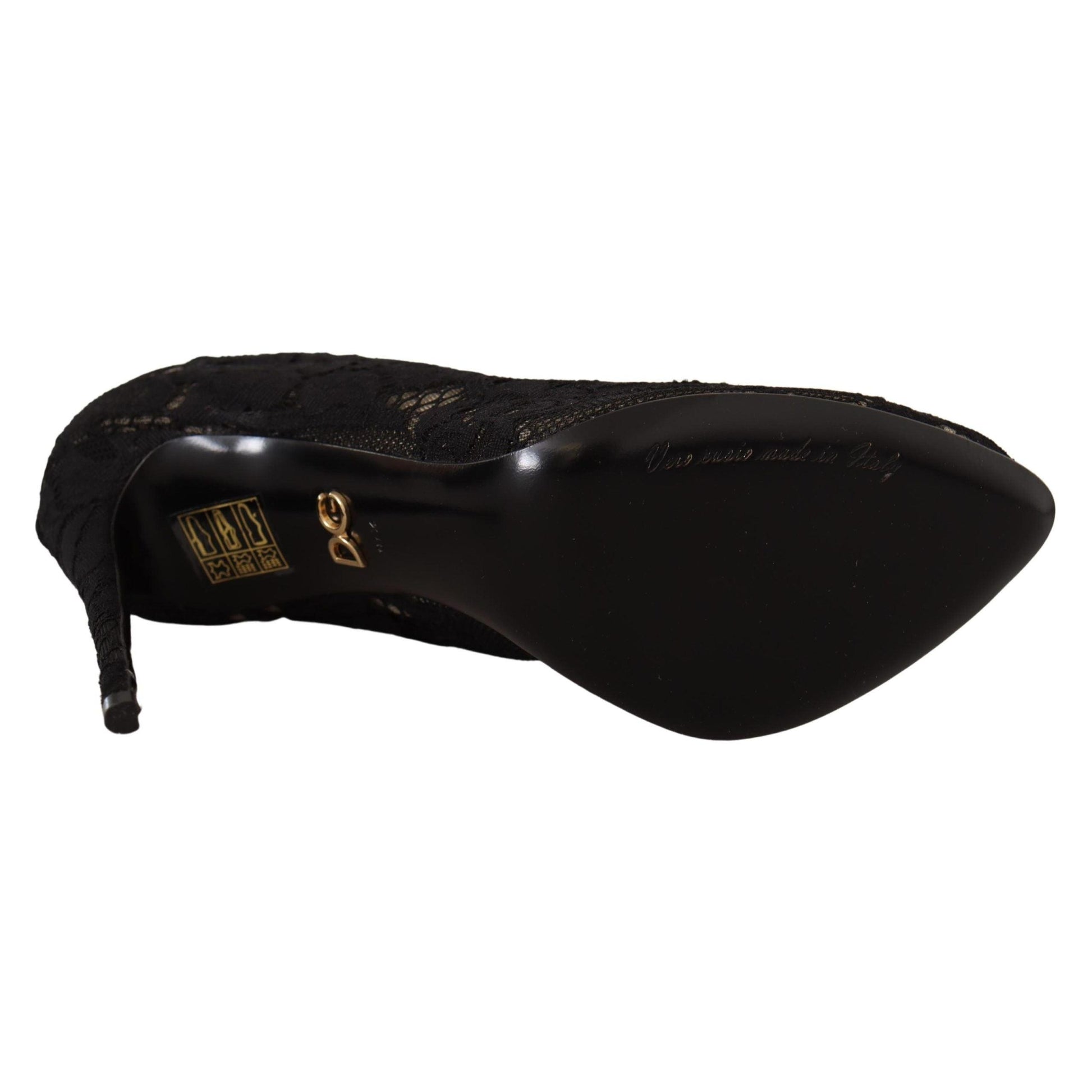 Dolce & Gabbana Black Stretch Socks Taormina Lace Boots Shoes