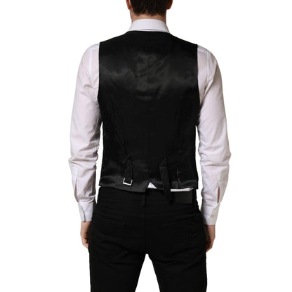 Dolce & Gabbana Black Stripe Single Breasted Waistcoat Vest
