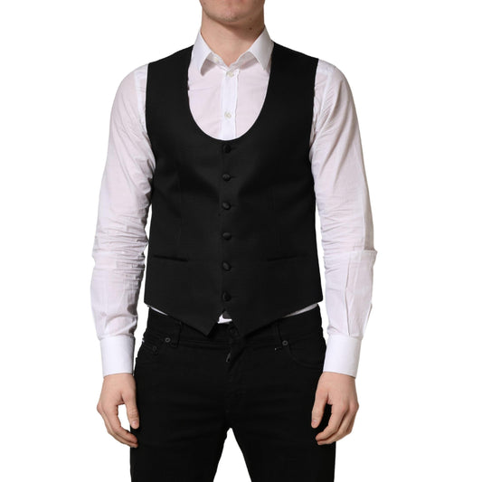 Dolce & Gabbana Black Stripe Single Breasted Waistcoat Vest