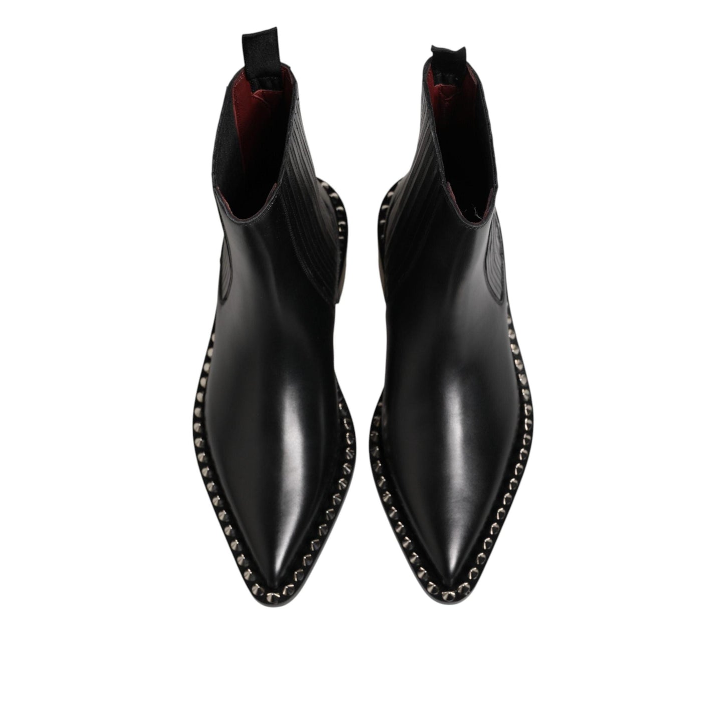 Dolce & Gabbana Black Studded Chelsea Short Ankle Boots Shoes
