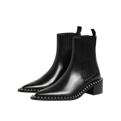 Dolce & Gabbana Black Studded Chelsea Short Ankle Boots Shoes