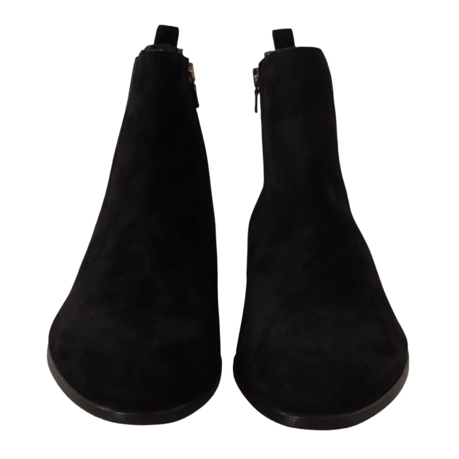 Dolce & Gabbana Black Suede Leather Chelsea Mens Boots Shoes