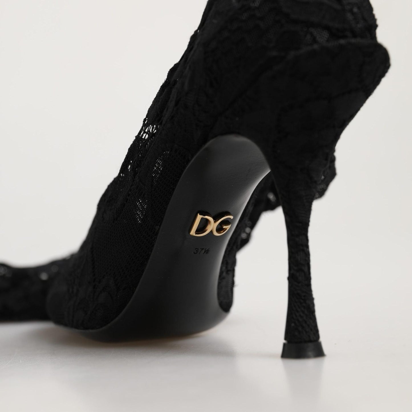 Dolce & Gabbana Black Taormina Lace Socks Boots Pumps Shoes