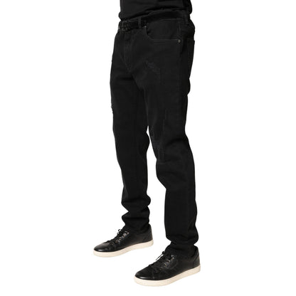 Dolce & Gabbana Black Tattered Skinny Cotton Denim Jeans