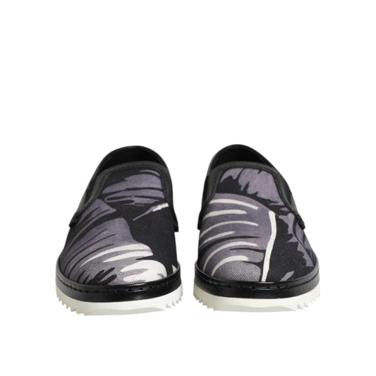 Dolce & Gabbana Black Tropical Slip On Men Sneakers Shoes