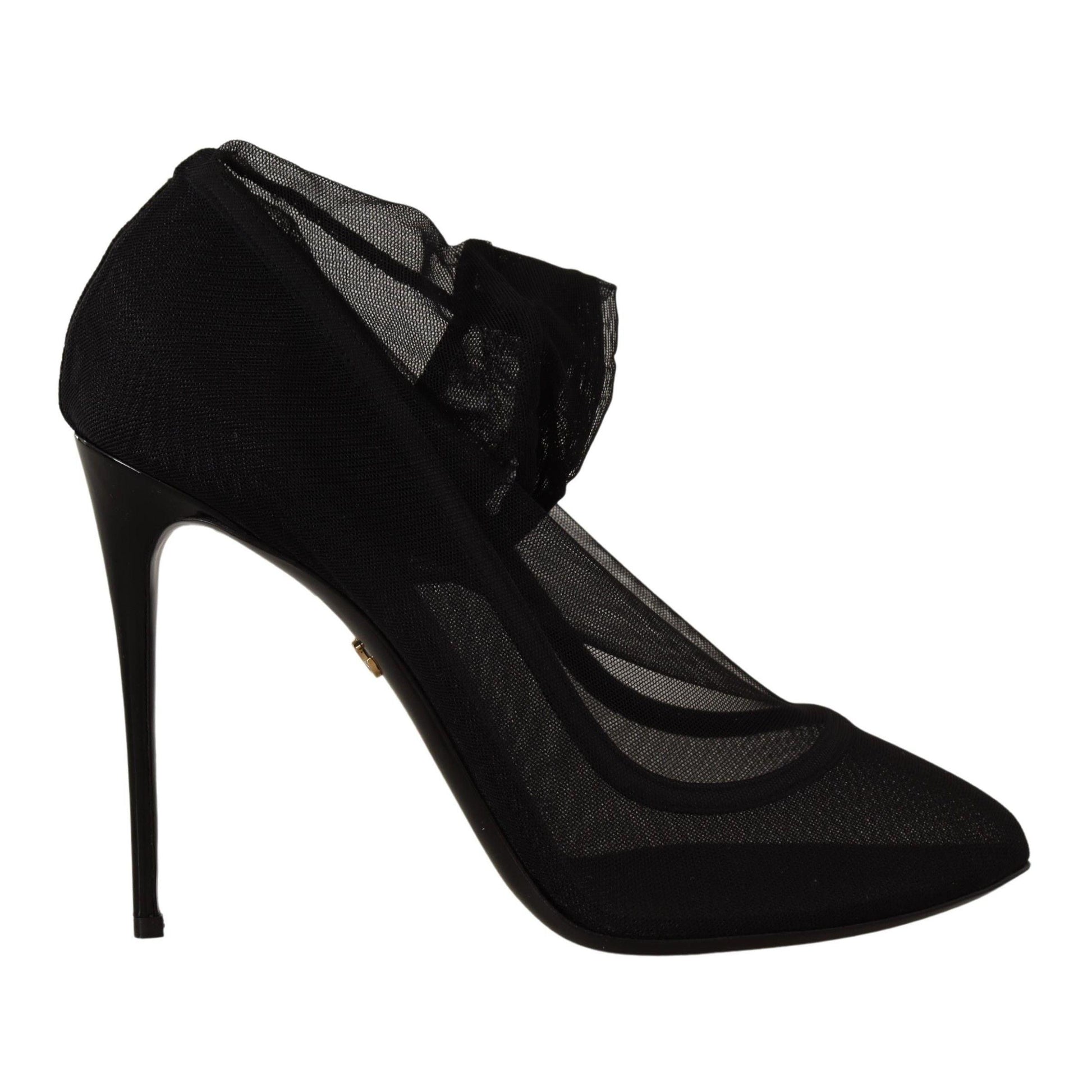 Dolce & Gabbana Black Tulle Stretch Boots Pumps Shoes