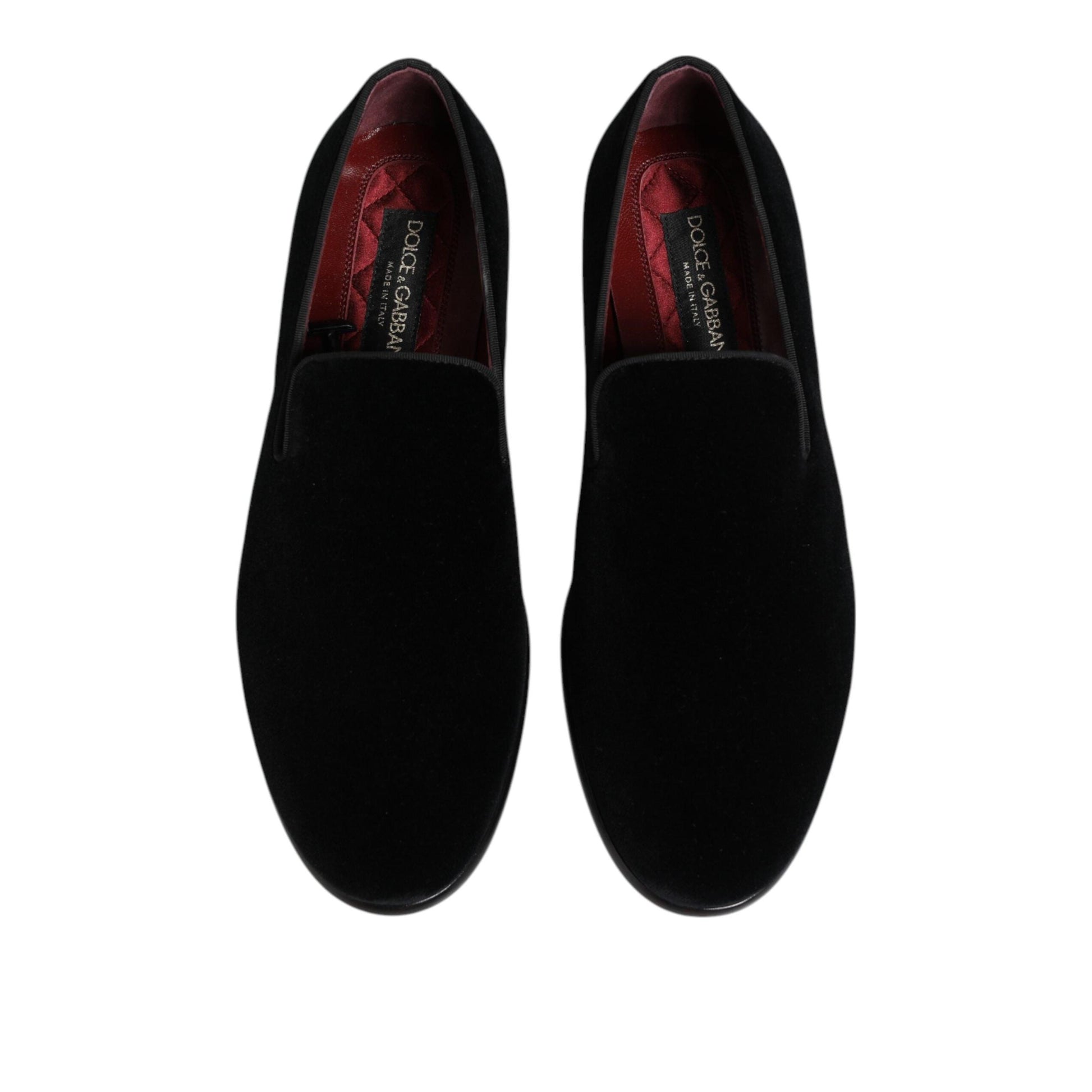Dolce & Gabbana Black Velvet Loafers Formal Men Dress Shoes