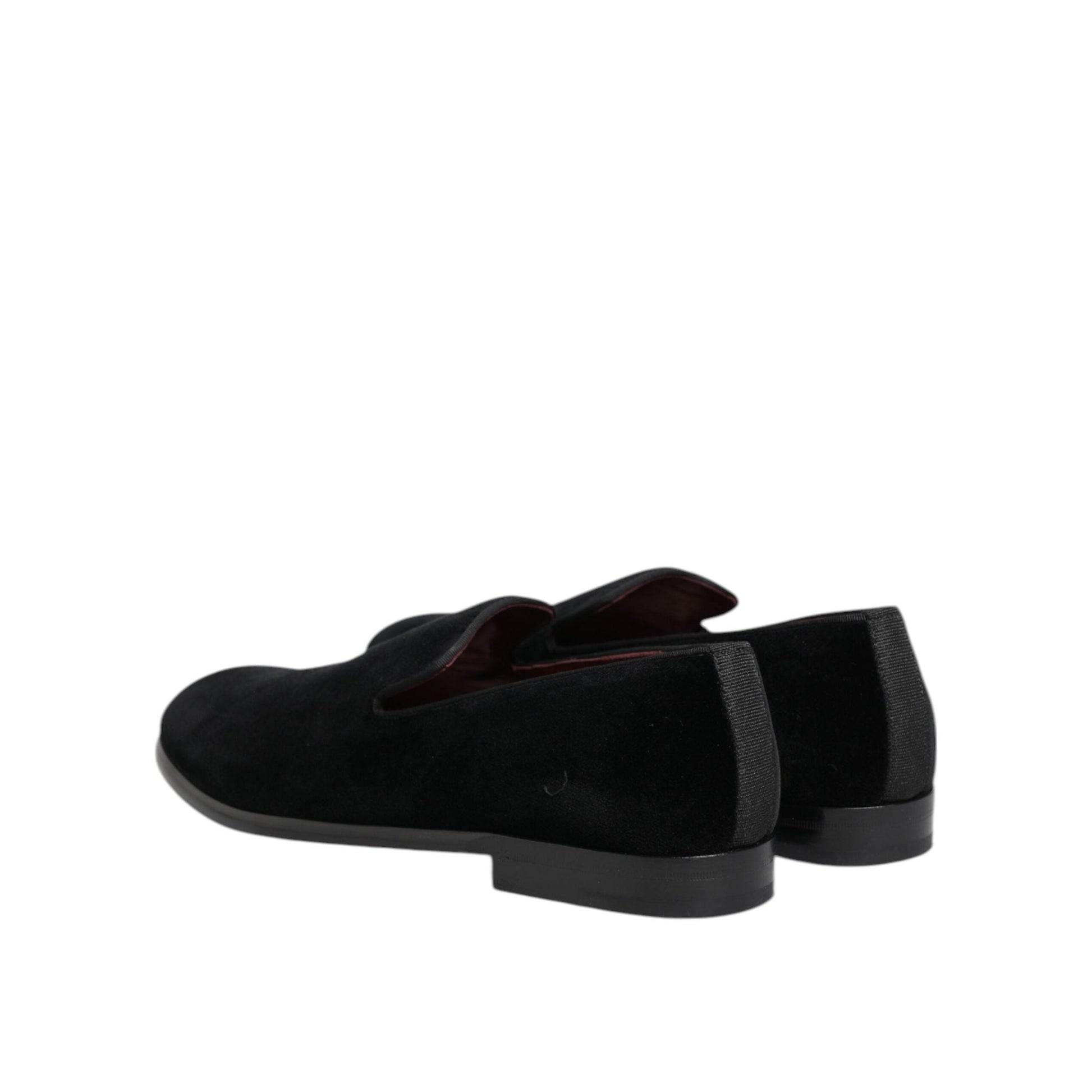 Dolce & Gabbana Black Velvet Loafers Formal Men Dress Shoes