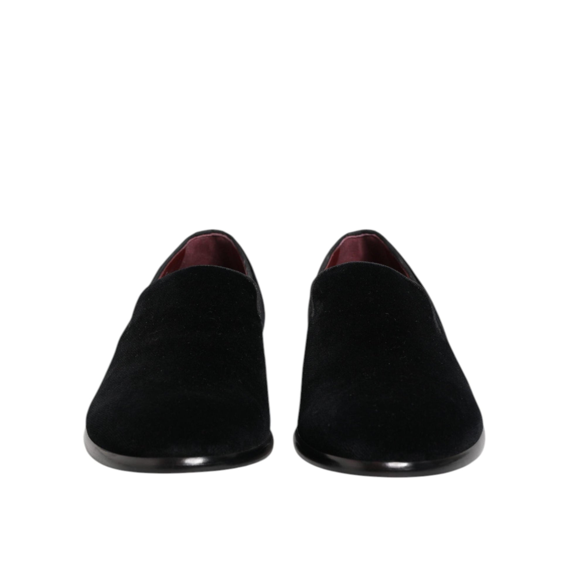 Dolce & Gabbana Black Velvet Loafers Formal Men Dress Shoes