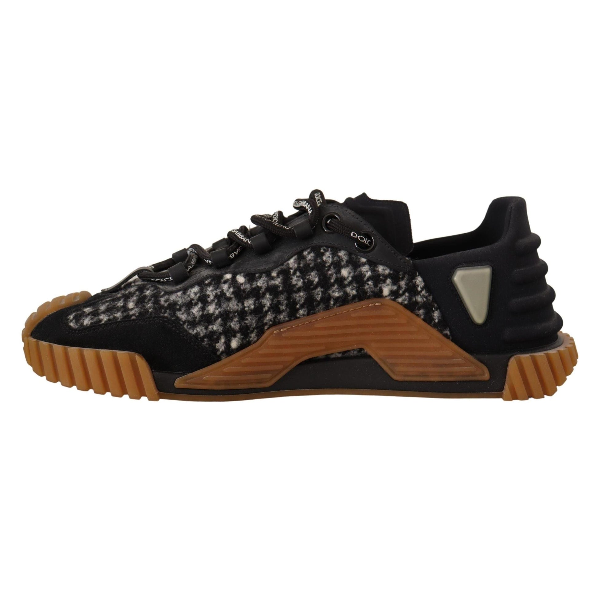 Dolce & Gabbana Black White Fabric Lace Up NS1 Sneakers