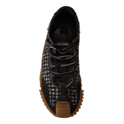 Dolce & Gabbana Black White Fabric Lace Up NS1 Sneakers
