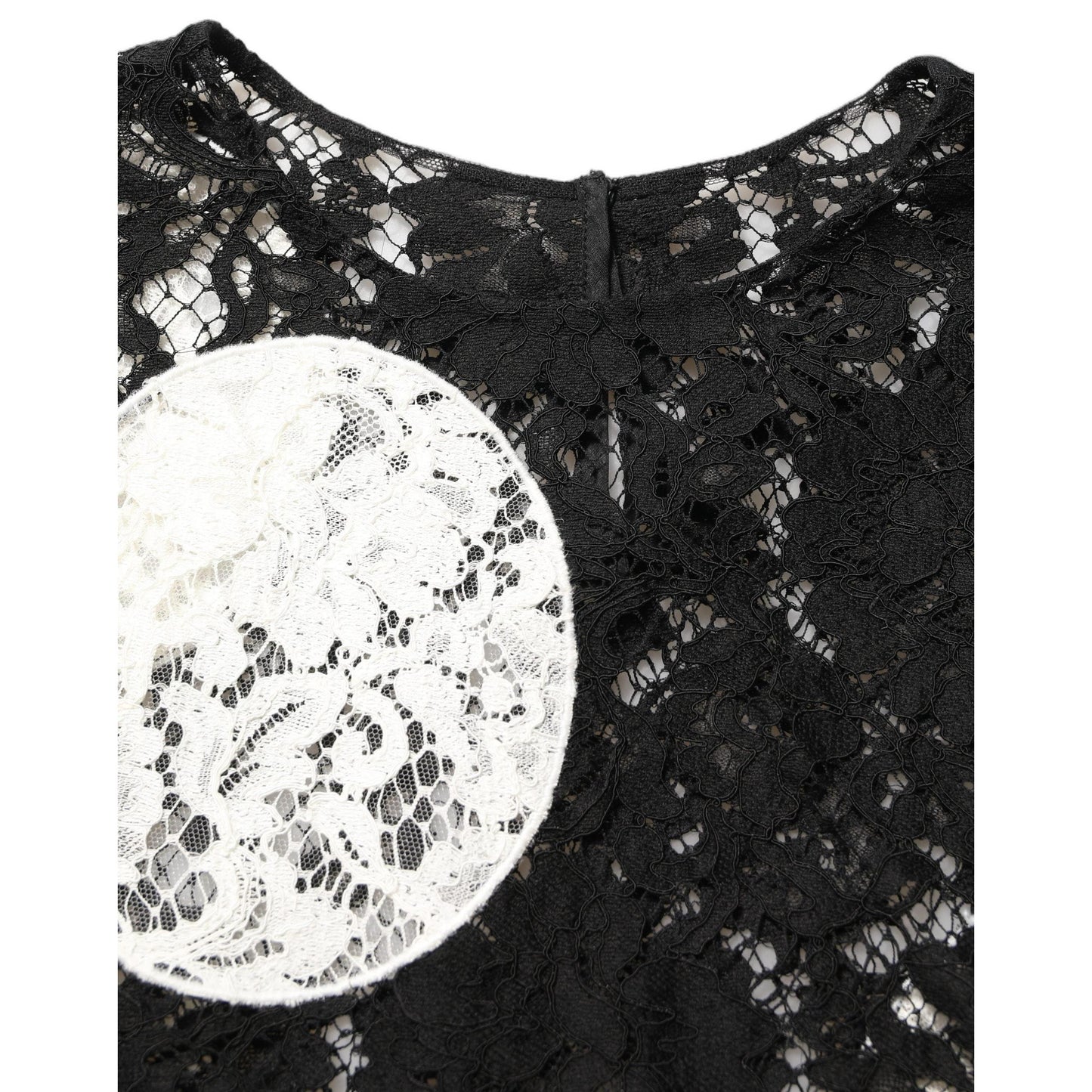 Dolce & Gabbana Black White Floral Lace Short Sleeve Blouse Top
