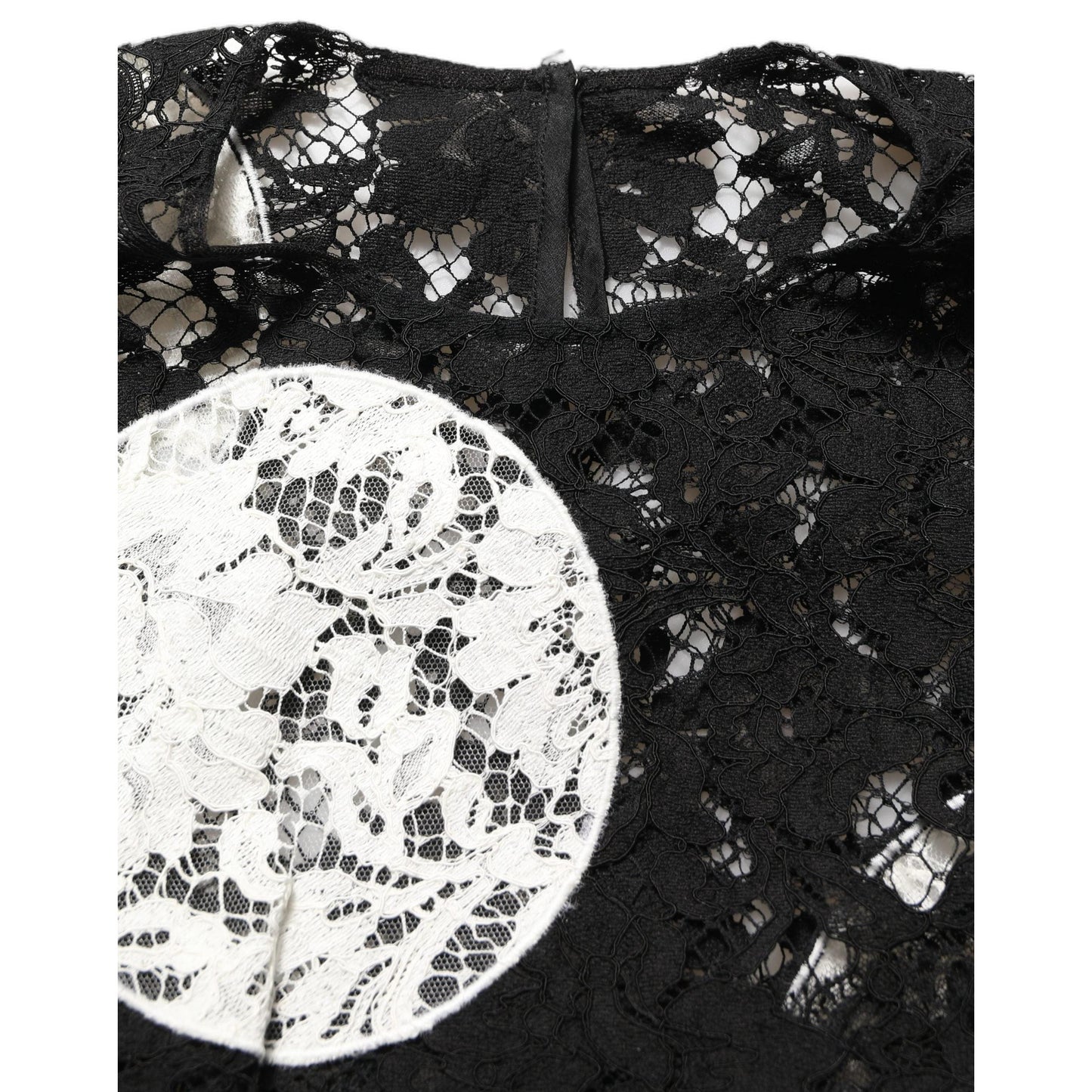 Dolce & Gabbana Black White Floral Lace Short Sleeve Blouse Top