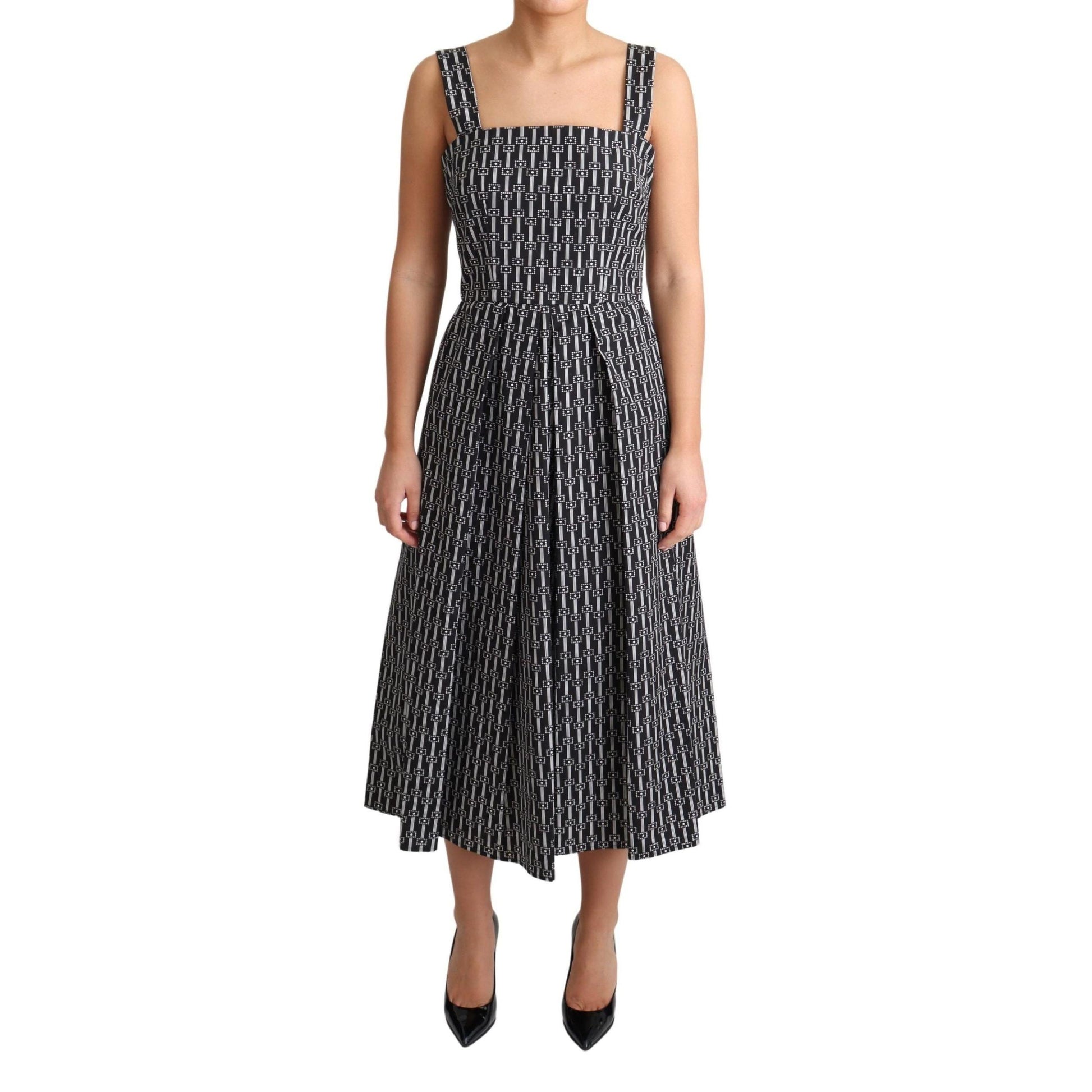 Dolce & Gabbana Black White Pattern Cotton A-Line Dress