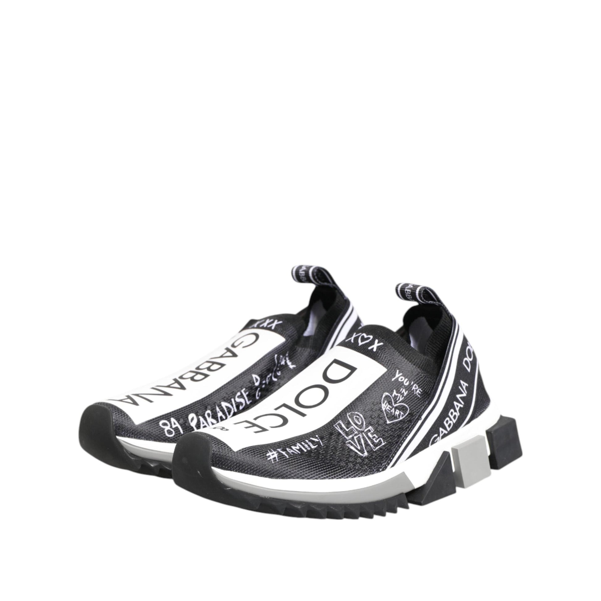 Dolce & Gabbana Black White Sorrento Low Top Sneakers Shoes