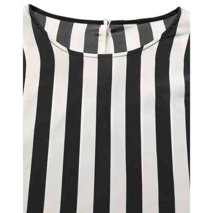 Dolce & Gabbana Black White Stripes Round Neck Blouse Top