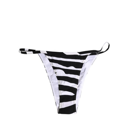 Dolce & Gabbana Black White Zebra Bikini Top Bottom Swimwear