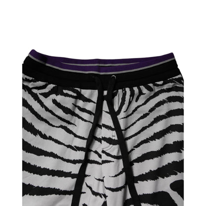 Dolce & Gabbana Black White Zebra Men Jogger Sweatpants Pants