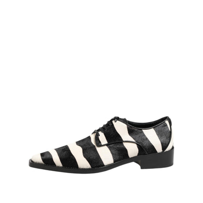 Dolce & Gabbana Black White Zebra Pony Fur Dress Shoes