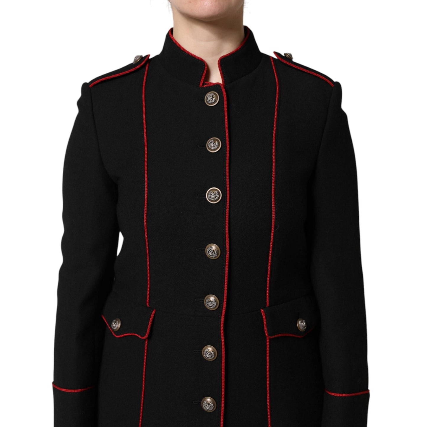 Dolce & Gabbana Black Wool Single Breasted Trench Coat Jacket
