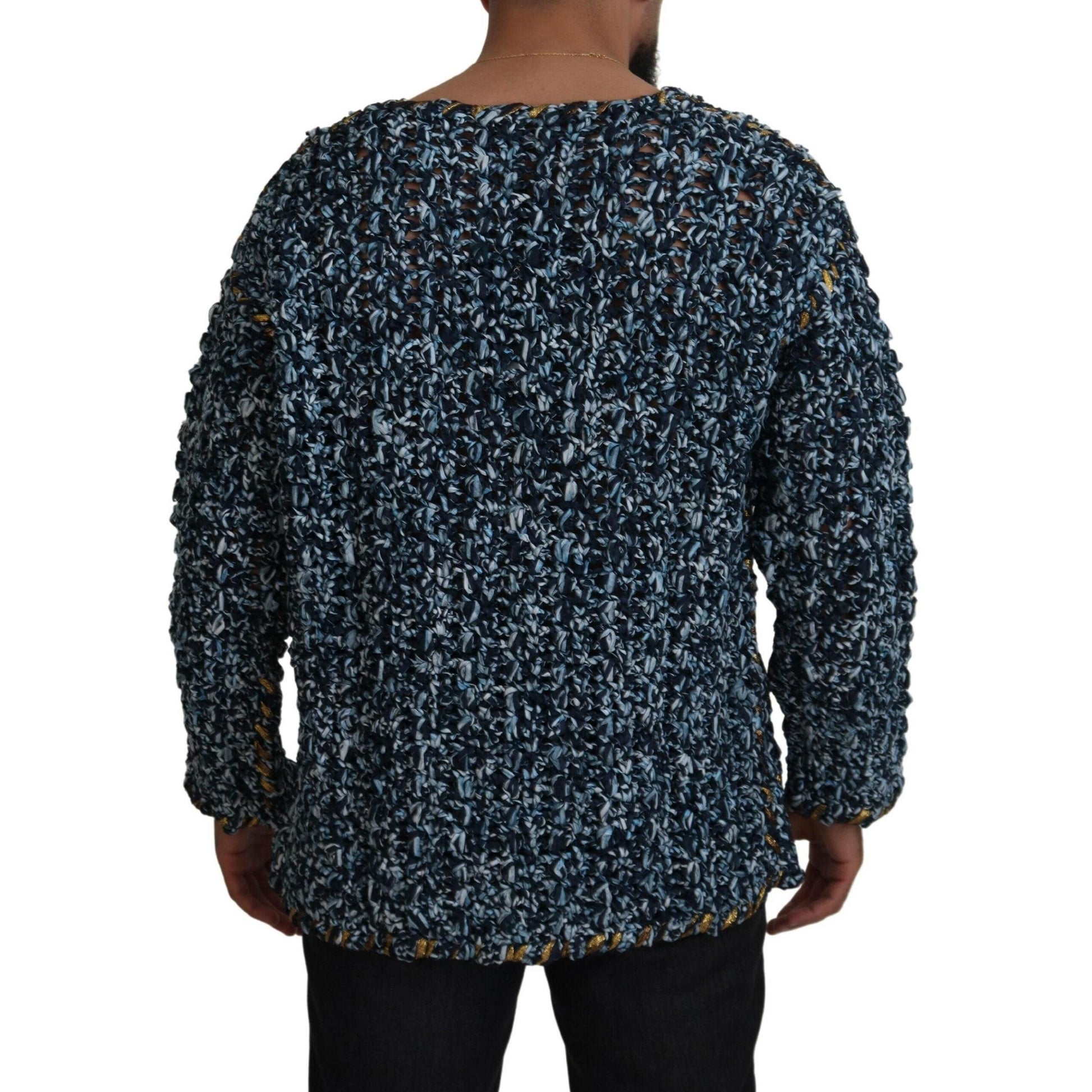 Dolce & Gabbana Blue Button Cardigan Fatto A Mano Sweater