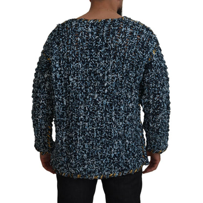 Dolce & Gabbana Blue Button Cardigan Fatto A Mano Sweater