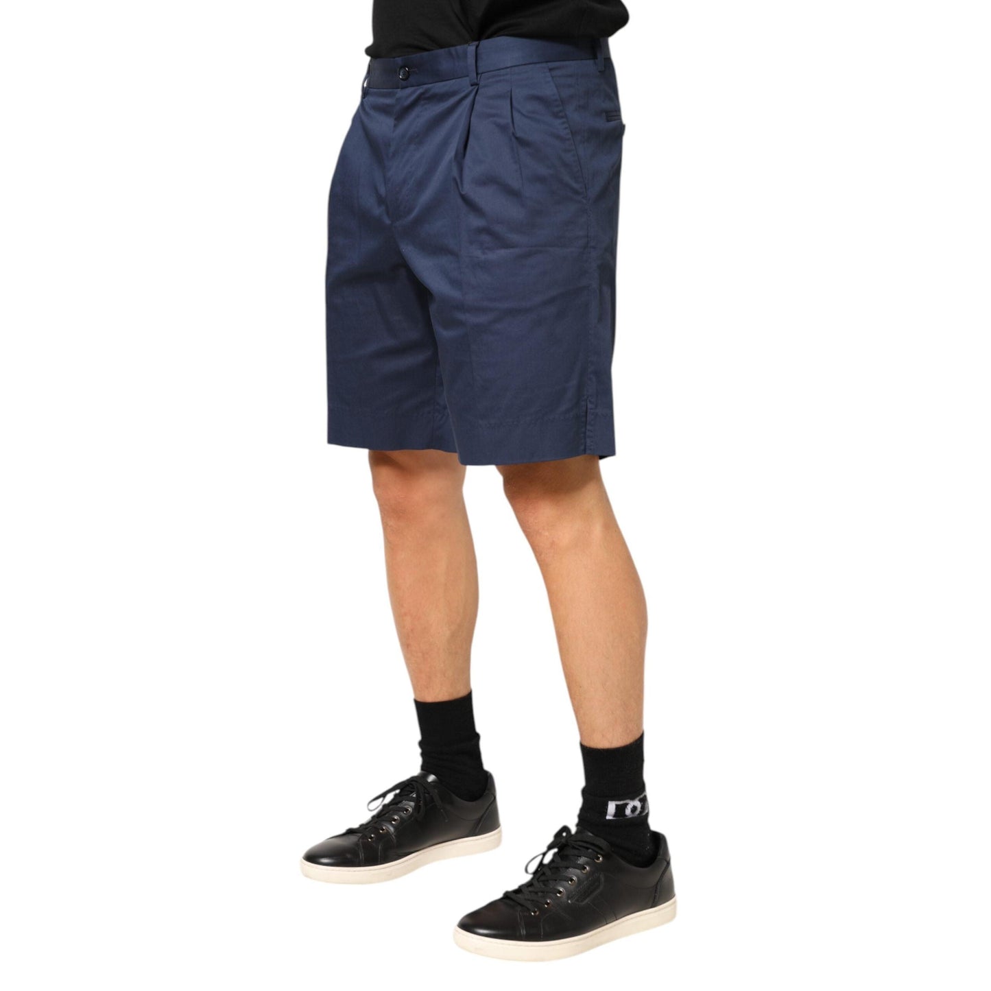 Dolce & Gabbana Blue Cotton Stretch Mid Waist Bermuda Shorts