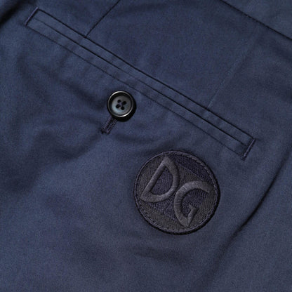 Dolce & Gabbana Blue Cotton Stretch Mid Waist Bermuda Shorts