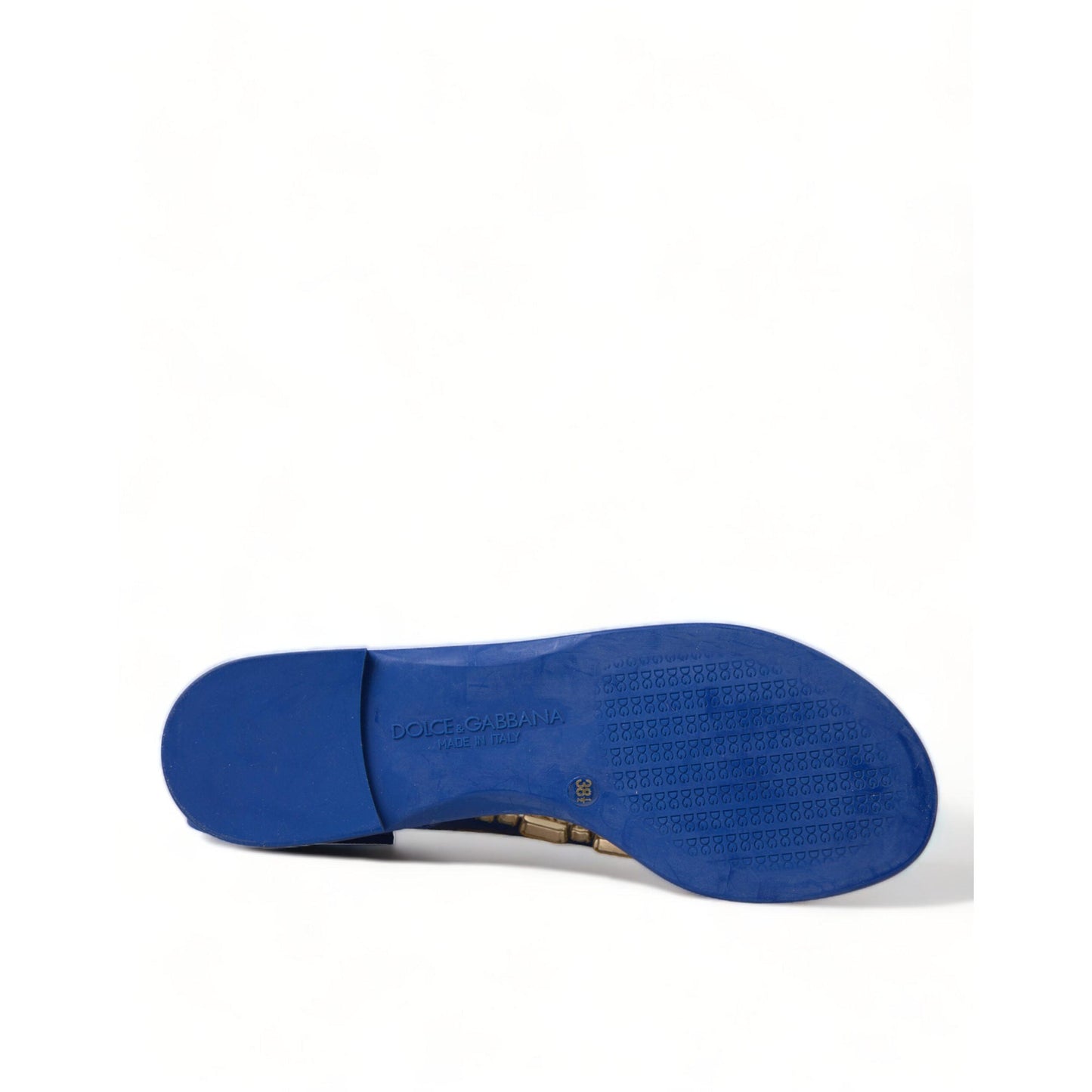 Dolce & Gabbana Blue Crystals Flats Sandals Beachwear Shoes