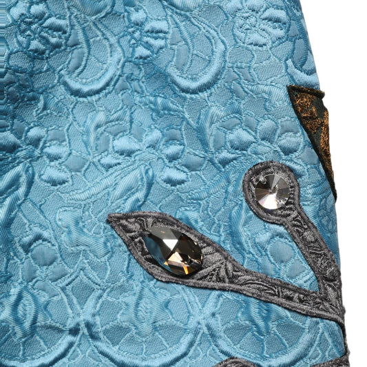 Dolce & Gabbana Blue Jacquard Embroidered A-line Skirt