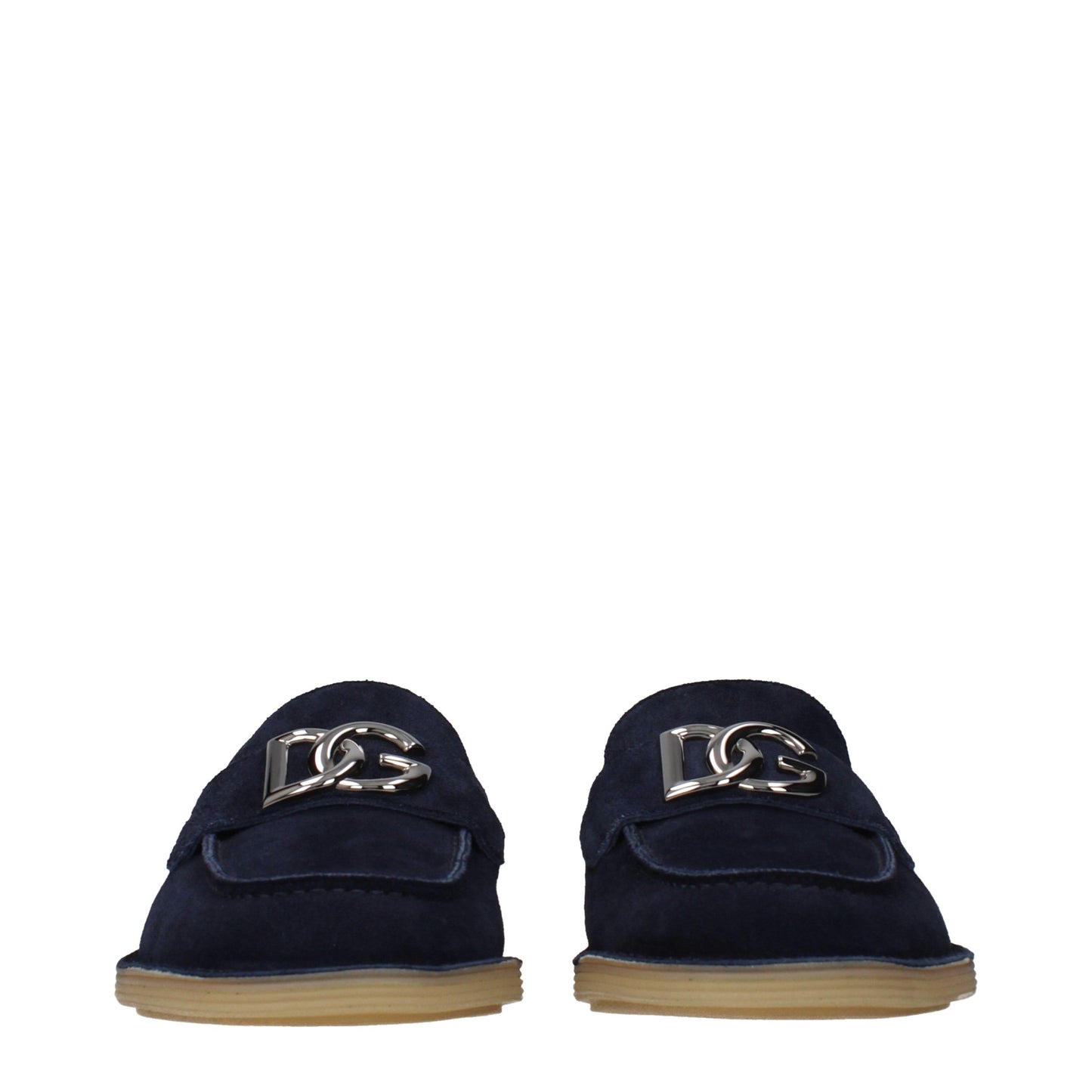 Dolce & Gabbana Blue Leather Slip-On Loafers