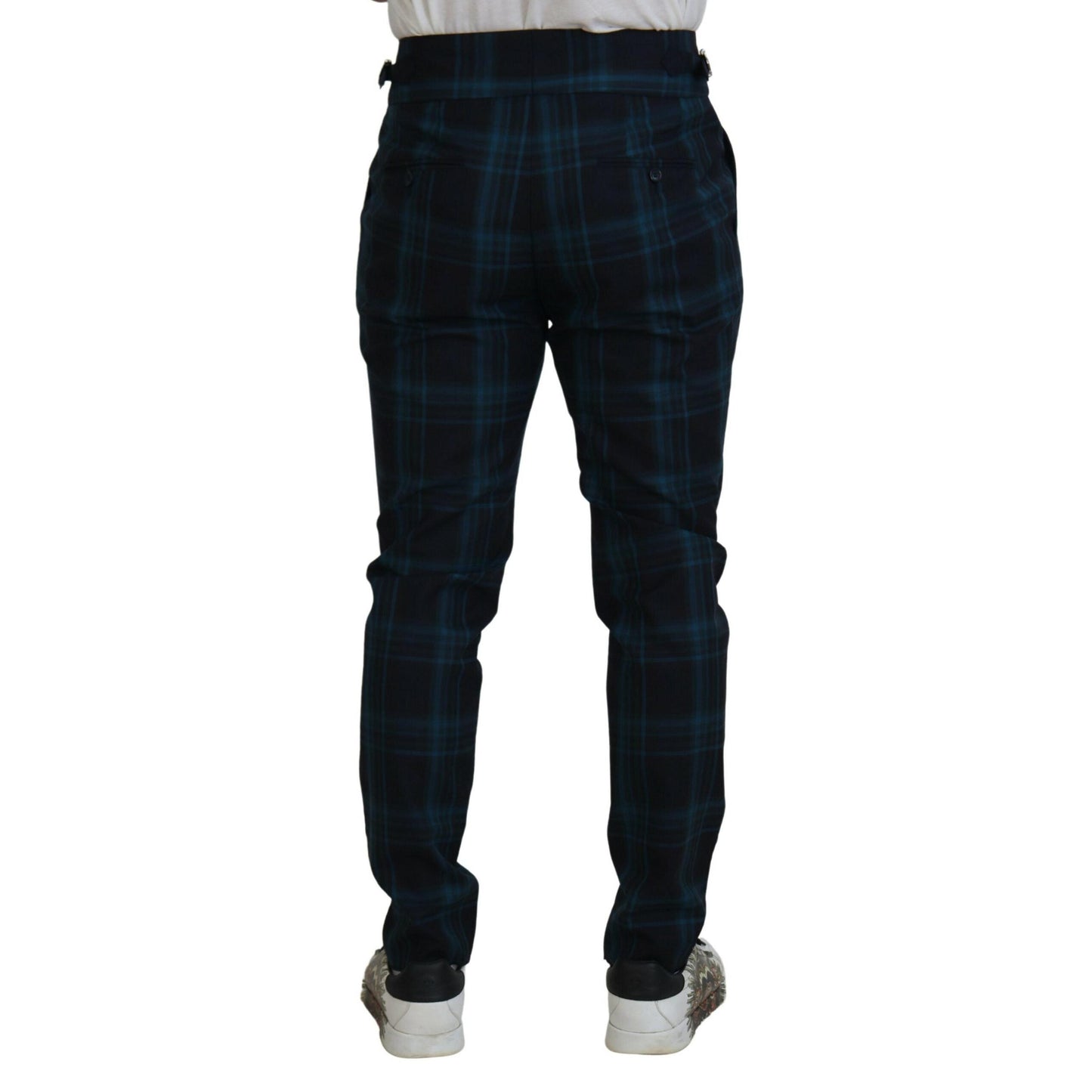 Dolce & Gabbana Blue Purple Plaid Wool Trousers Pants