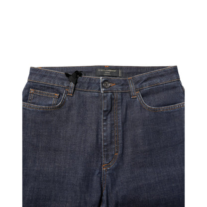 Dolce & Gabbana Blue Queen Patch AUDREY Mid Waist Denim Jeans