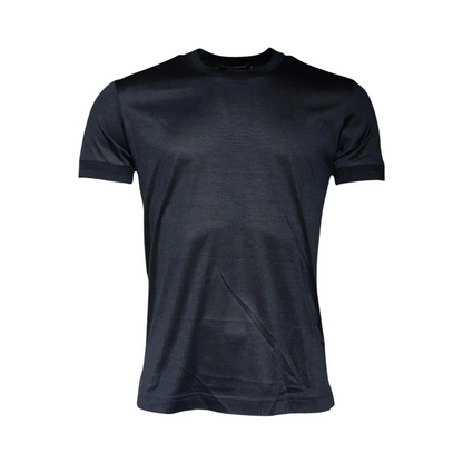Dolce & Gabbana Blue Silk Crew Neck Short Sleeves Men T-shirt