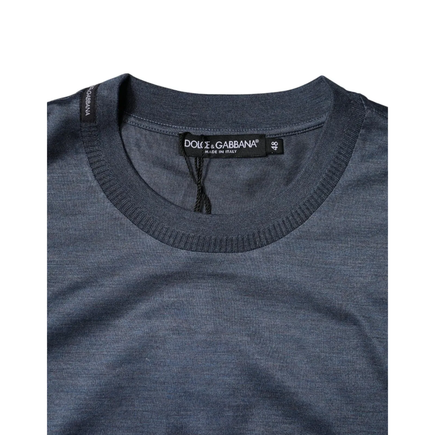 Dolce & Gabbana Blue Silk Crew Neck Short Sleeves Men T-shirt