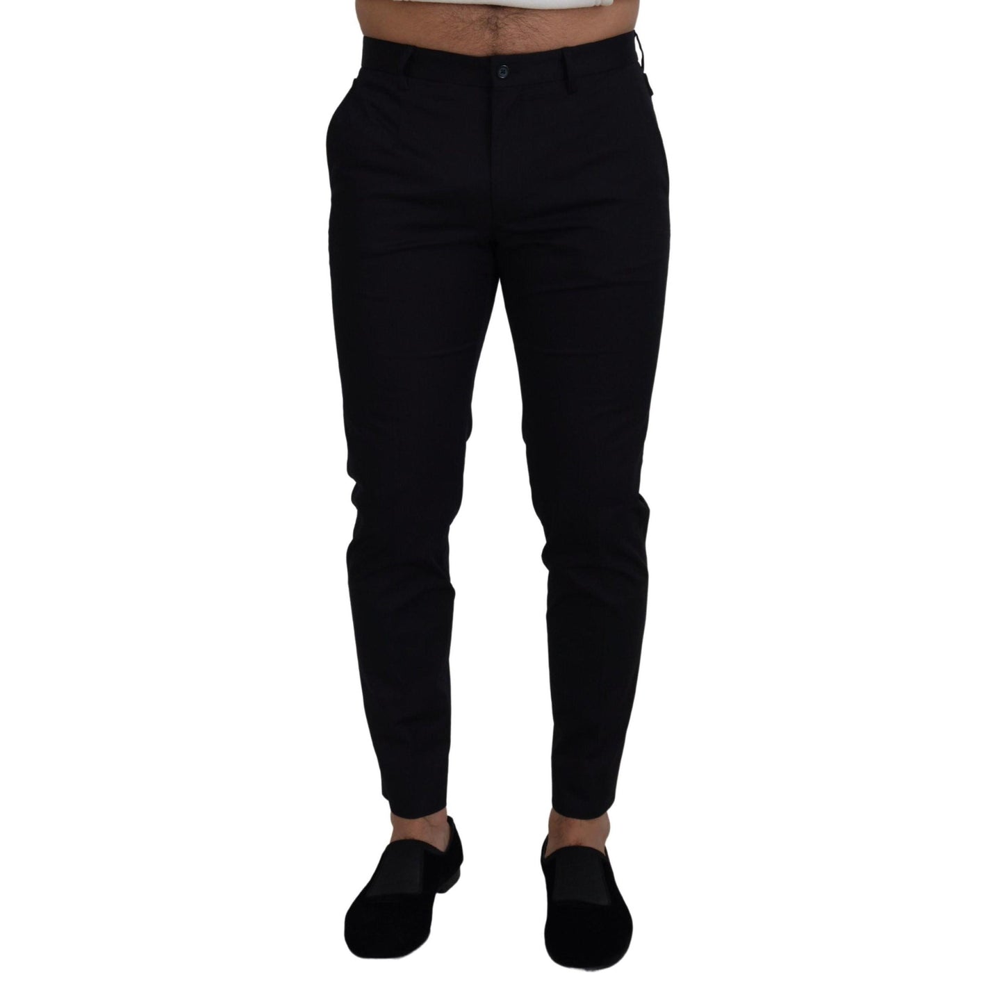 Dolce & Gabbana Blue Stretch Cotton Slim Trousers Chinos Pants