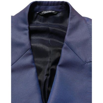 Dolce & Gabbana Blue Wool Double Breasted Men Blazer Jacket