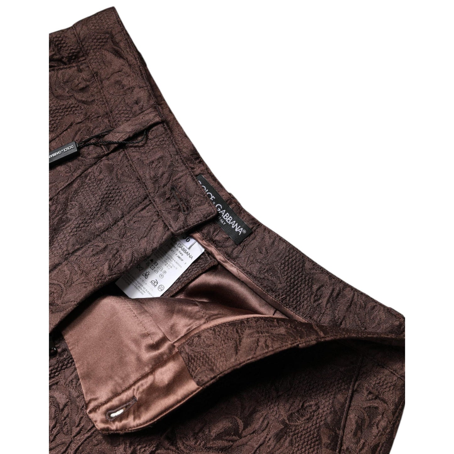 Dolce & Gabbana Brown Floral Brocade Mid Waist Mini Short