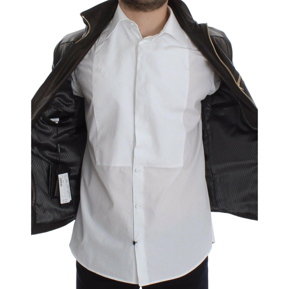 Dolce & Gabbana Brown Lambskin Leather Zipper Jacket