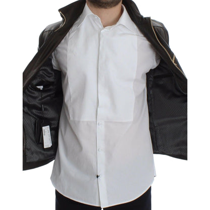 Dolce & Gabbana Brown Lambskin Leather Zipper Jacket
