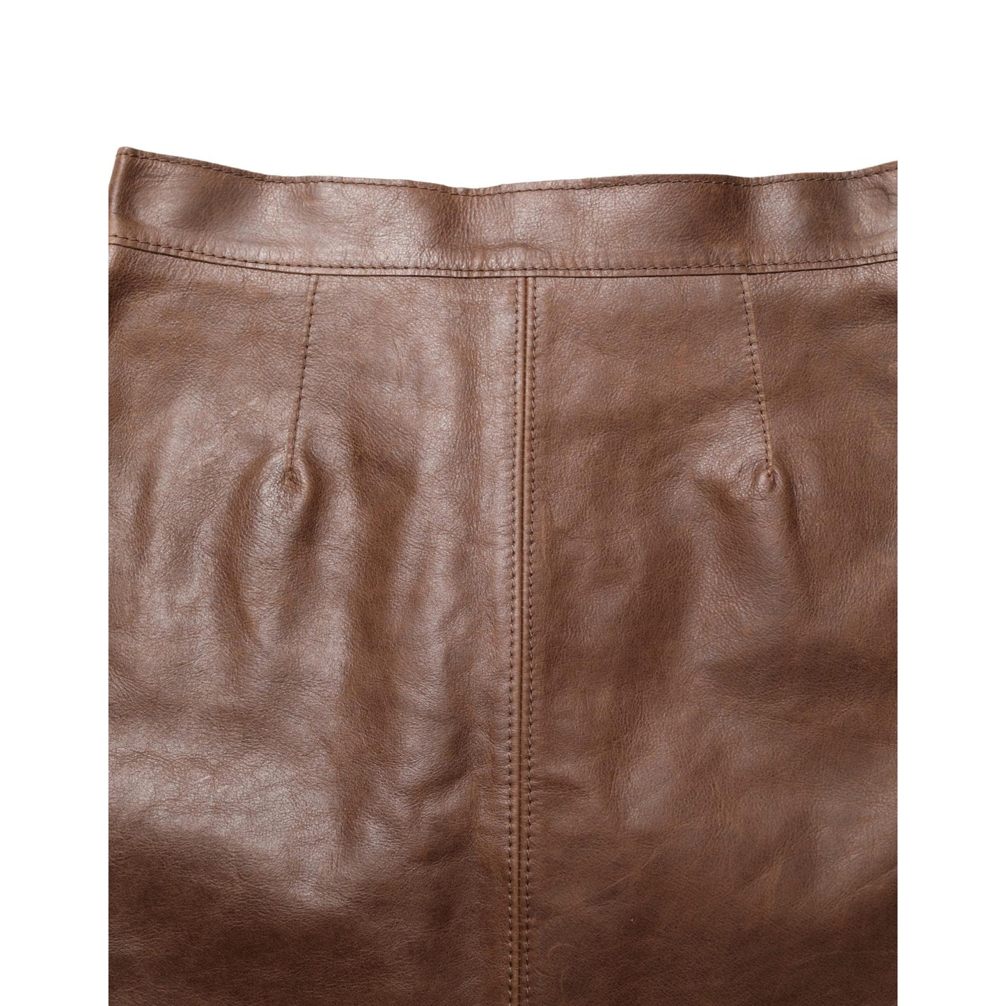 Dolce & Gabbana Brown Leather High Waist Bodycon Mini Skirt