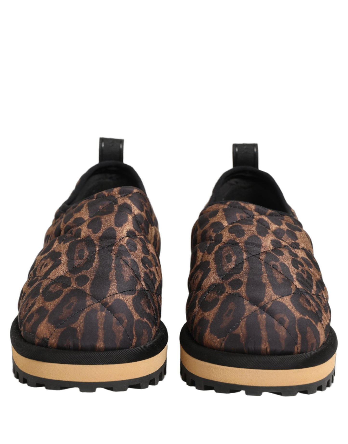 Dolce & Gabbana Brown Leopard Print Quilted Men Sneakers Shoes
